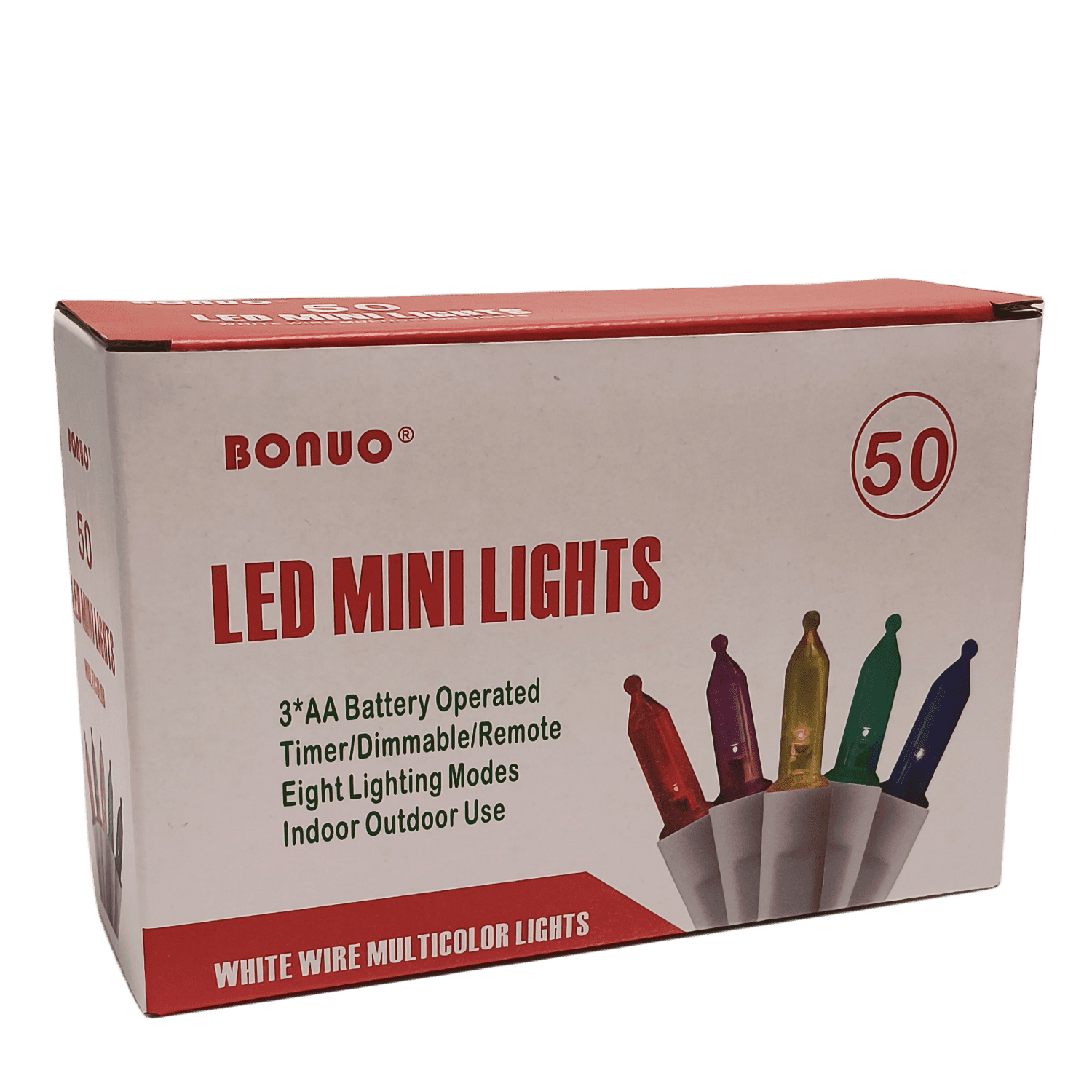 50 Lights Battery Operated Mini LED Christmas Lights, Multicolor