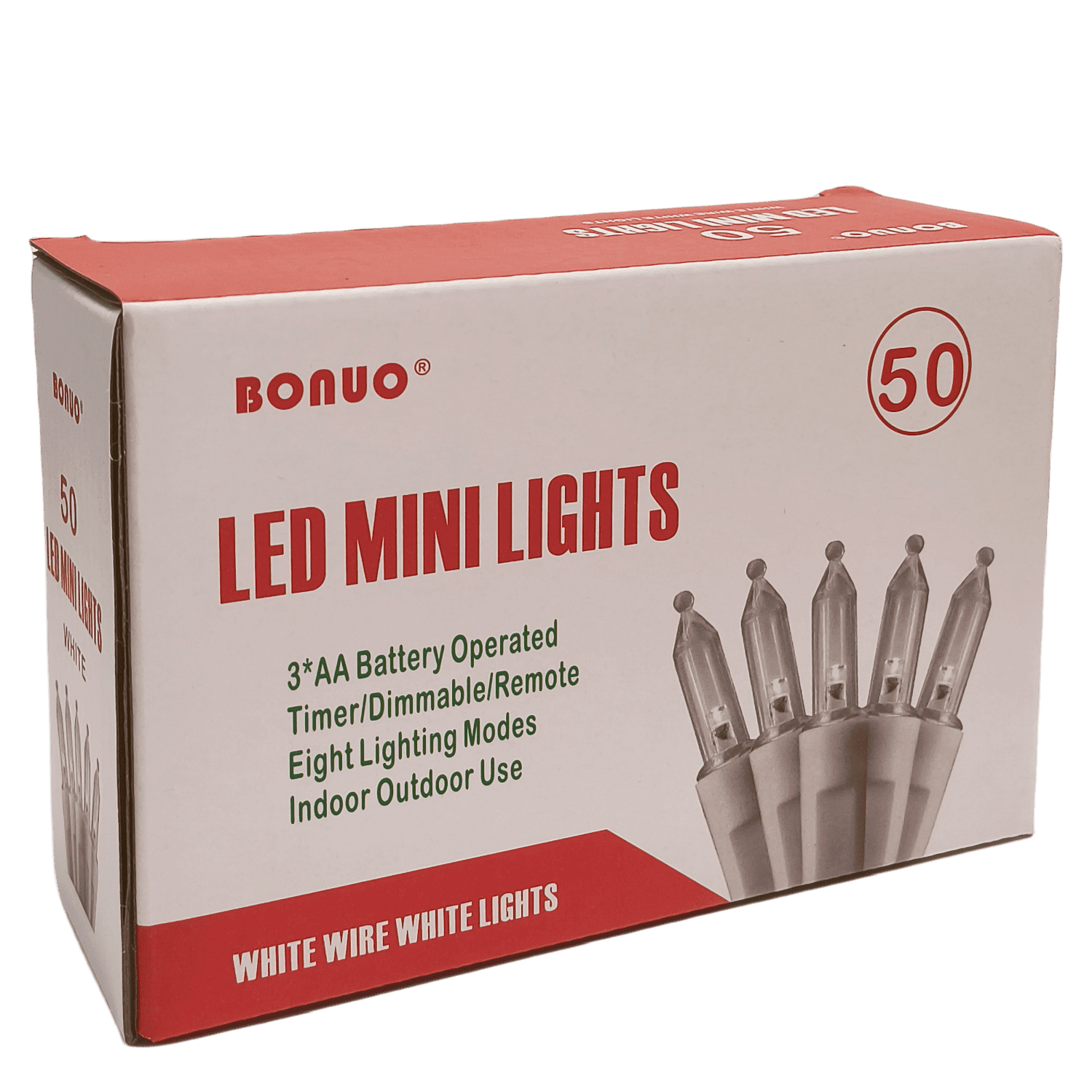 50 Lights Battery Operated Mini LED Christmas Lights, White