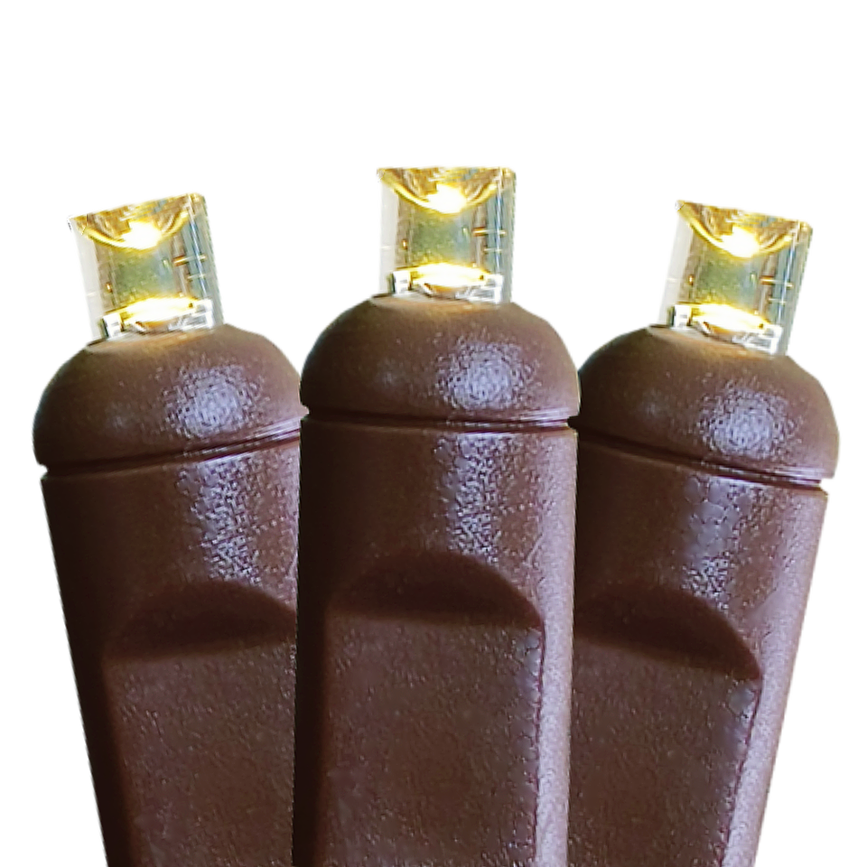 50 Bulbs 25FT Warm White 5mm Wide Angle LED Christmas Mini Lights, Brown Wire