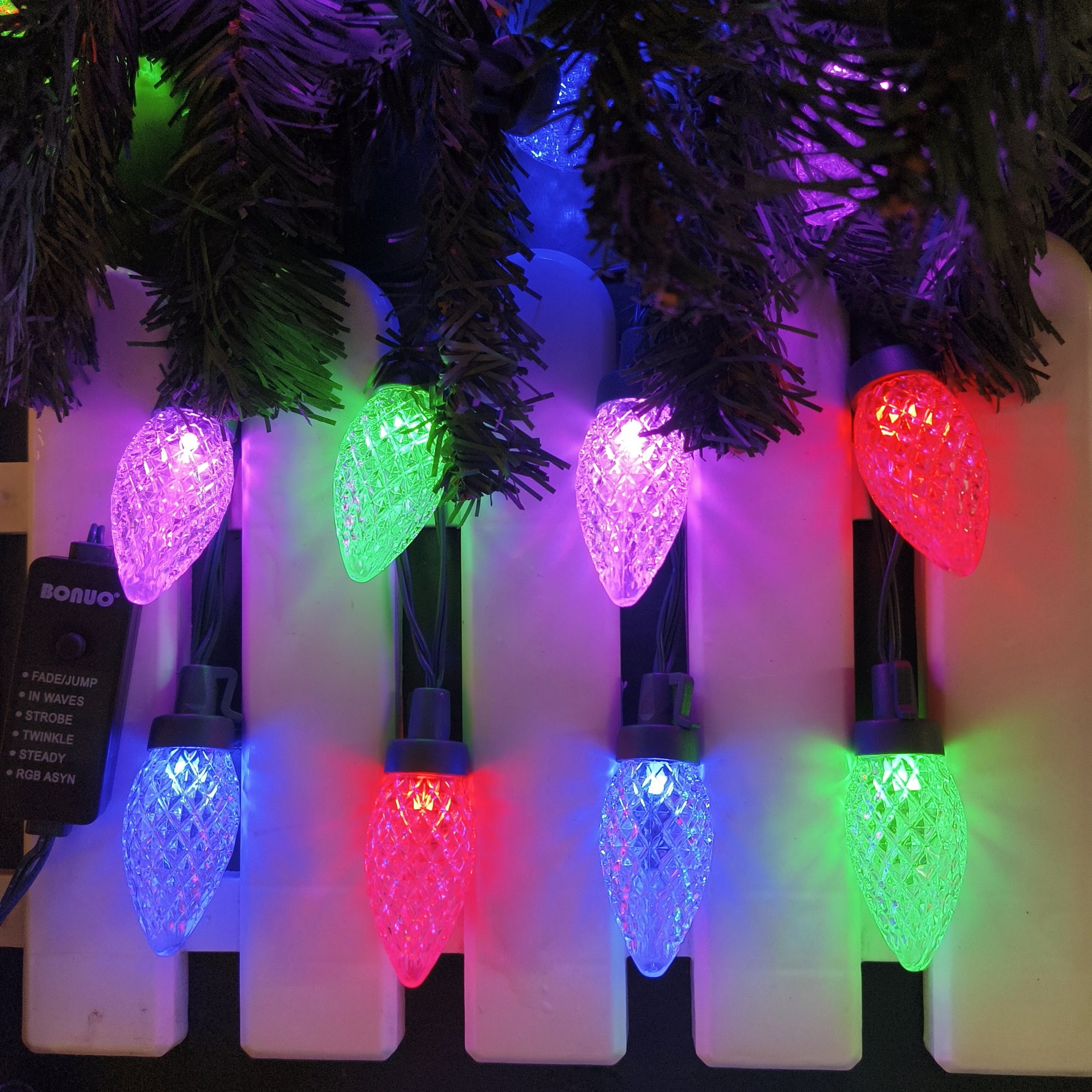 25 Lights 120V Color Changing C9 LED Christmas Lights, RGB