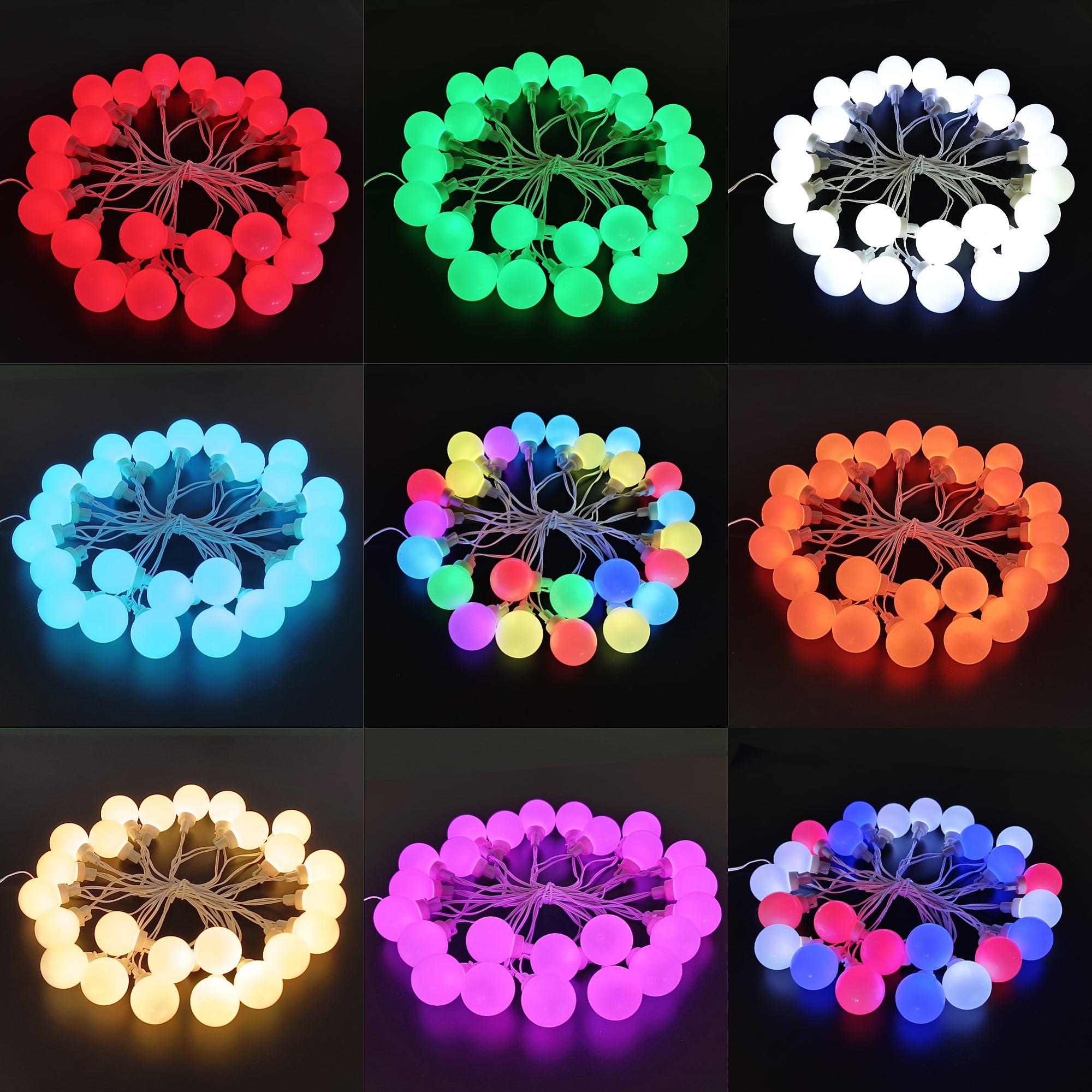 25 Lights USB Color Changing G40 LED Christmas Lights, RGB